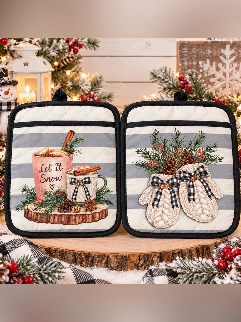 Holiday Stripe Potholder Set